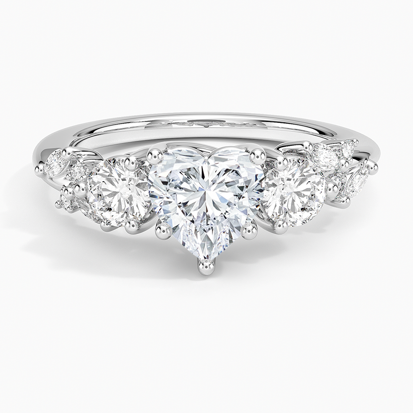 Arden Three Stone Diamond Ring Platinum Heart Engagement Ring