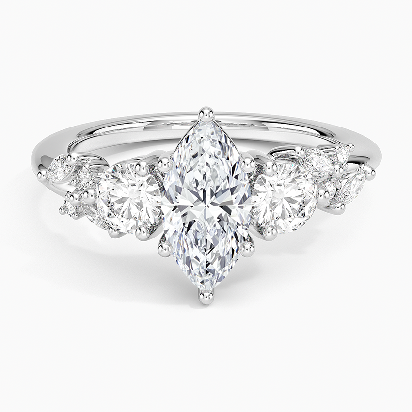 Arden Three Stone Diamond Ring Platinum Marquise Engagement Ring