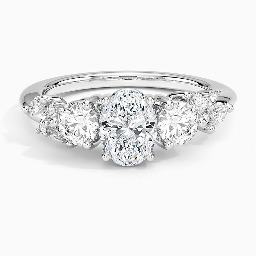 Arden Three Stone Diamond Ring Platinum Oval Engagement Ring