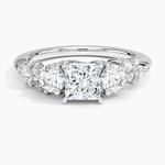 Arden Three Stone Diamond Ring Platinum Princess Engagement Ring