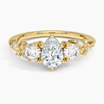 Arden Three Stone Diamond Ring Yellow Gold 18k Pear Engagement Ring