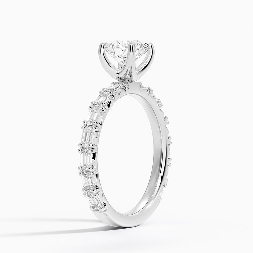 Nathalie Emerald-Cut Diamond Ring (3/4 ct. tw.) Platinum Round Engagement Ring