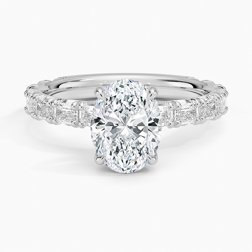 Nathalie Emerald-Cut Diamond Ring (3/4 ct. tw.) Platinum Oval Engagement Ring