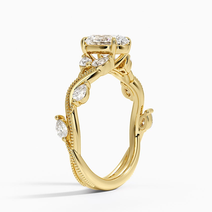 Vintage Secret Garden Diamond Ring (3/8 ct. tw.) Yellow Gold 18k Oval Engagement Ring