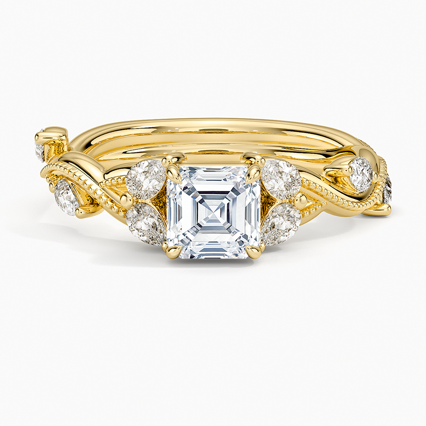 Vintage Secret Garden Diamond Ring (3/8 ct. tw.) Yellow Gold 18k Asscher Engagement Ring