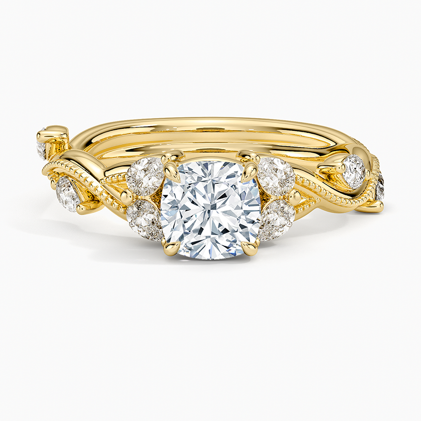 Vintage Secret Garden Diamond Ring (3/8 ct. tw.) Yellow Gold 18k Cushion Engagement Ring