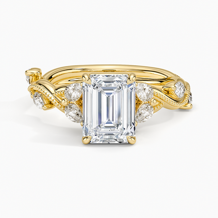 Vintage Secret Garden Diamond Ring (3/8 ct. tw.) Yellow Gold 18k Emerald Engagement Ring