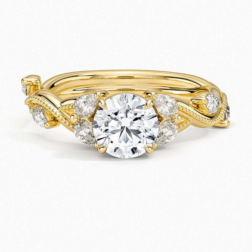 Vintage Secret Garden Diamond Ring (3/8 ct. tw.) Yellow Gold 18k Round Engagement Ring
