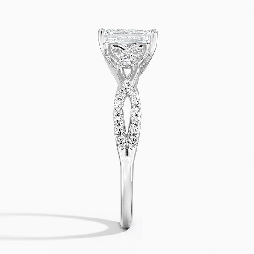 Luxe Celtic Love Knot Diamond Ring Platinum Emerald Engagement Ring