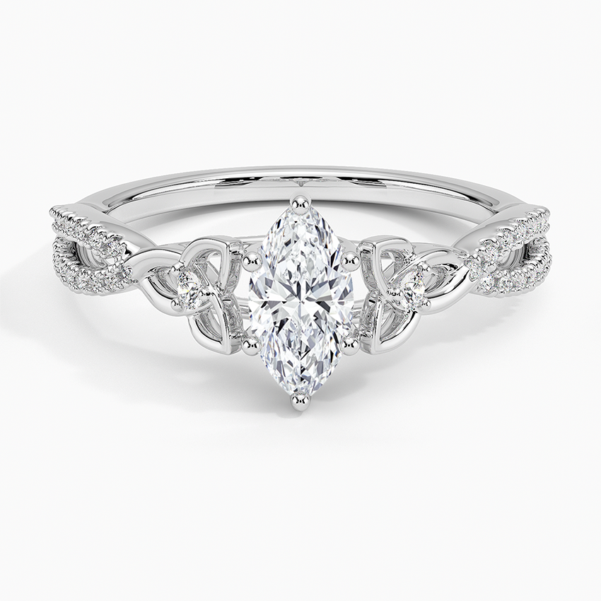 Luxe Celtic Love Knot Diamond Ring Platinum Marquise Engagement Ring