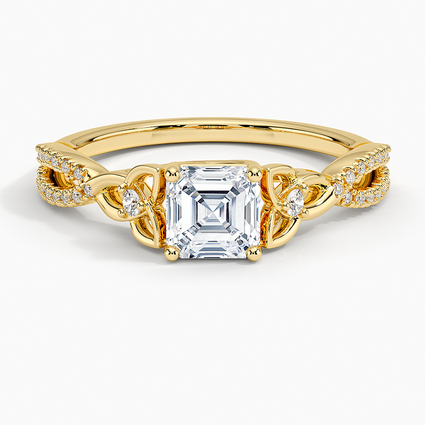 Luxe Celtic Love Knot Diamond Ring Yellow Gold 18k Asscher Engagement Ring