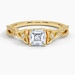 Luxe Celtic Love Knot Diamond Ring Yellow Gold 18k Asscher Engagement Ring