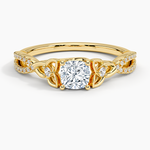 Luxe Celtic Love Knot Diamond Ring Yellow Gold 18k Cushion Engagement Ring