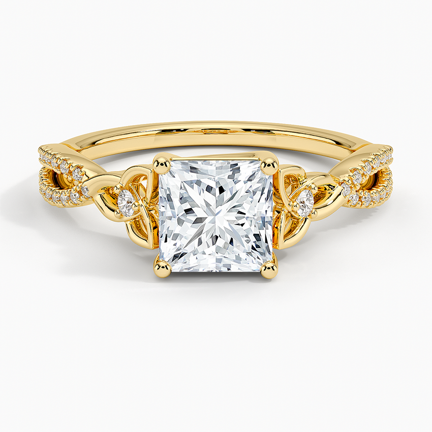 Luxe Celtic Love Knot Diamond Ring Yellow Gold 18k Princess Engagement Ring