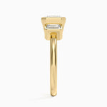 Rhiannon Bezel Three Stone Diamond Ring Yellow Gold 18k Asscher Engagement Ring
