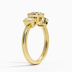 Rhiannon Bezel Three Stone Diamond Ring Yellow Gold 18k Cushion Engagement Ring