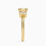 Rhiannon Bezel Three Stone Diamond Ring Yellow Gold 18k Cushion Engagement Ring