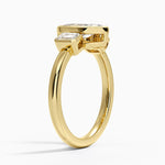 Rhiannon Bezel Three Stone Diamond Ring Yellow Gold 18k Marquise Engagement Ring