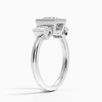 Rhiannon Bezel Three Stone Diamond Ring Platinum Princess Engagement Ring