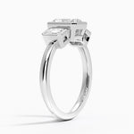 Rhiannon Bezel Three Stone Diamond Ring Platinum Radiant Engagement Ring