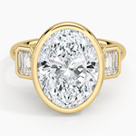 Rhiannon Bezel Three Stone Diamond Ring Yellow Gold 18k Oval Engagement Ring