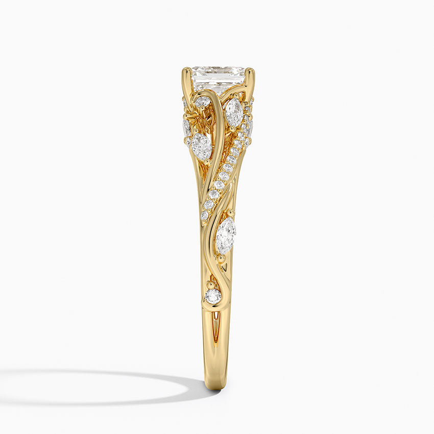 Begonia Vine Diamond Ring (1/2 ct. tw.) Yellow Gold 18k Asscher Engagement Ring