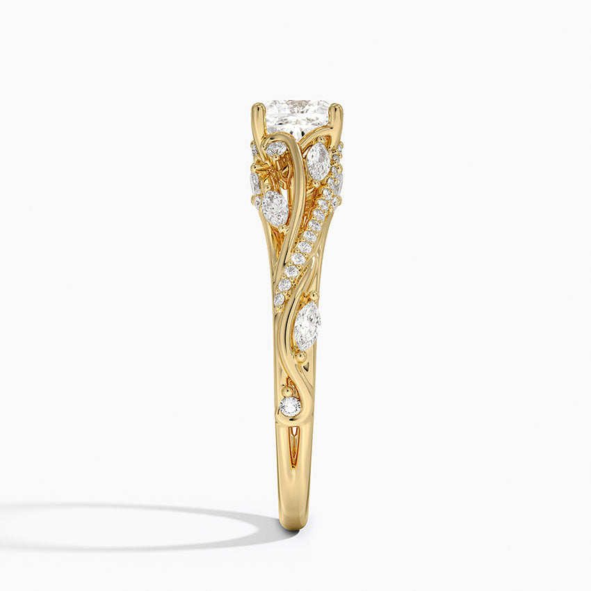 Begonia Vine Diamond Ring (1/2 ct. tw.) Yellow Gold 18k Cushion Engagement Ring