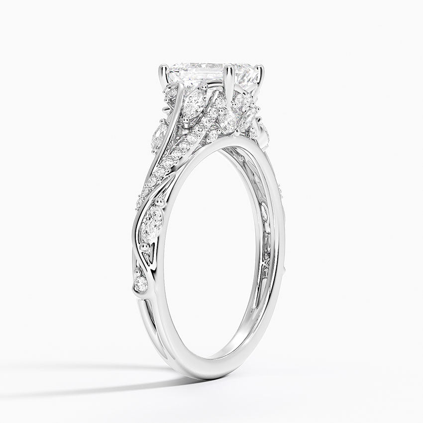 Begonia Vine Diamond Ring (1/2 ct. tw.) Platinum Emerald Engagement Ring