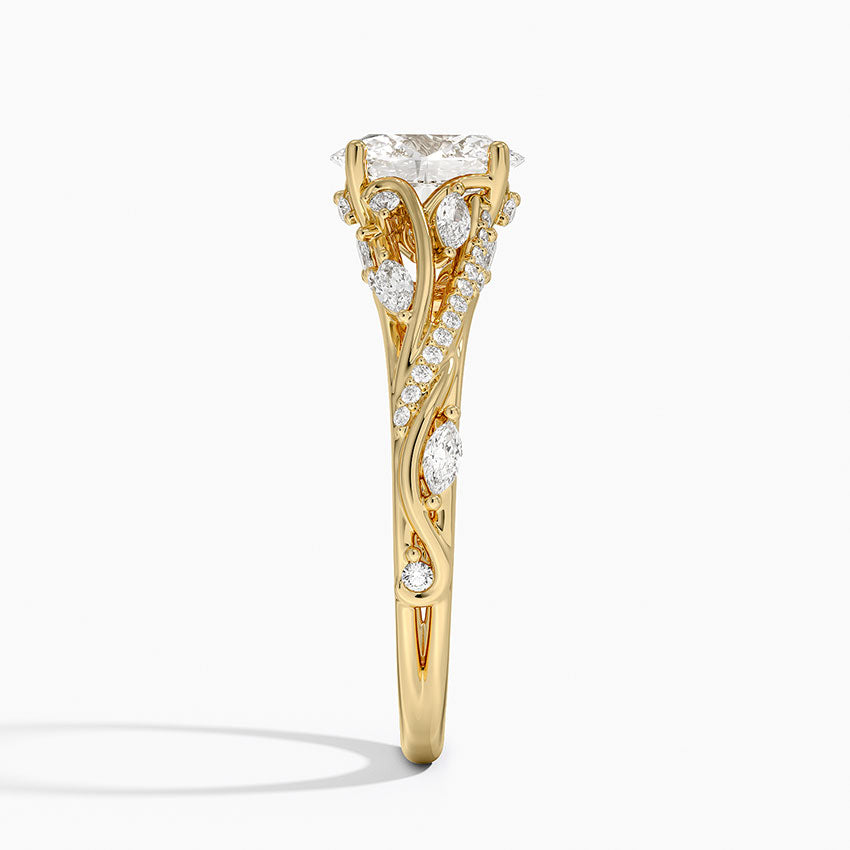 Begonia Vine Diamond Ring (1/2 ct. tw.) Yellow Gold 18k Oval Engagement Ring