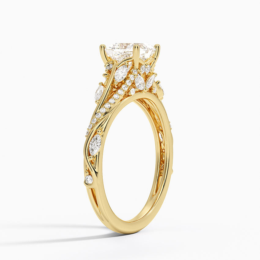 Begonia Vine Diamond Ring (1/2 ct. tw.) Yellow Gold 18k Princess Engagement Ring