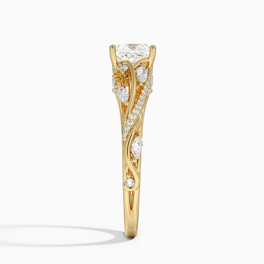Begonia Vine Diamond Ring (1/2 ct. tw.) Yellow Gold 18k Princess Engagement Ring
