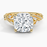 Begonia Vine Diamond Ring (1/2 ct. tw.) Yellow Gold 18k Cushion Engagement Ring