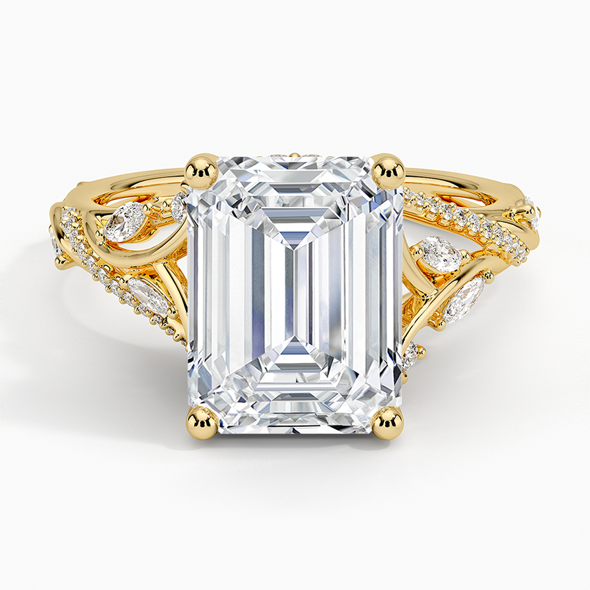 Begonia Vine Diamond Ring (1/2 ct. tw.) Yellow Gold 18k Emerald Engagement Ring