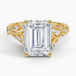 Begonia Vine Diamond Ring (1/2 ct. tw.) Yellow Gold 18k Emerald Engagement Ring