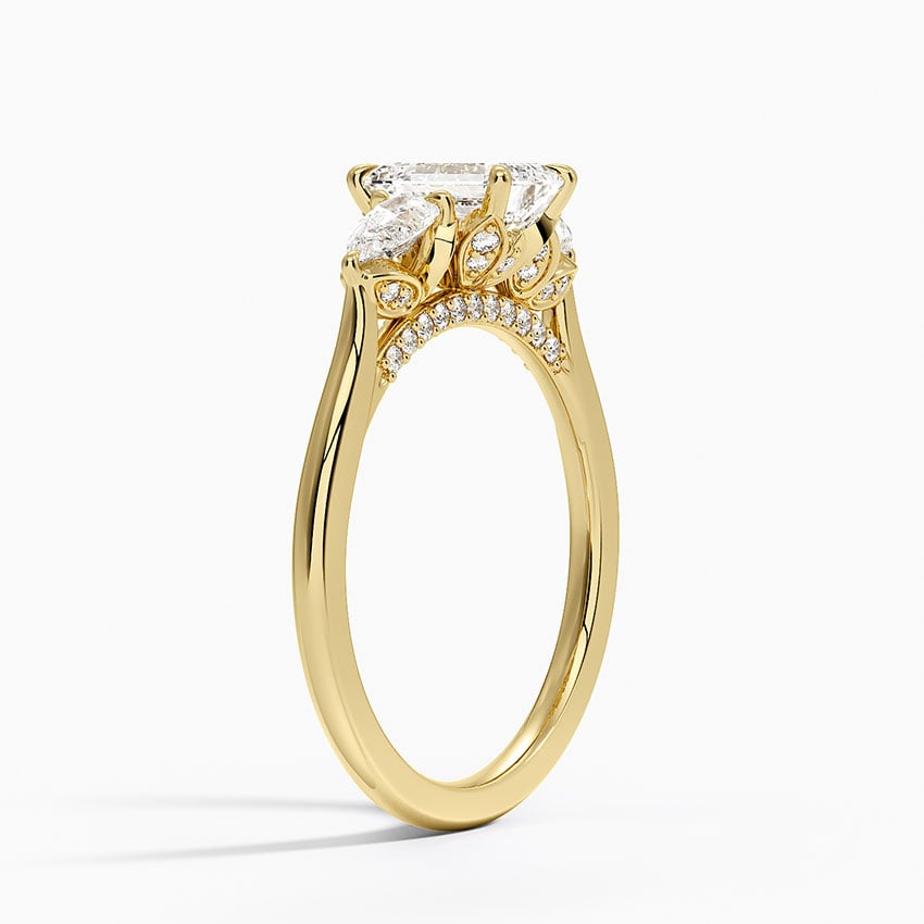 Petal Pear Three Stone Diamond Ring (1/2 ct. tw.) Yellow Gold 18k Emerald Engagement Ring
