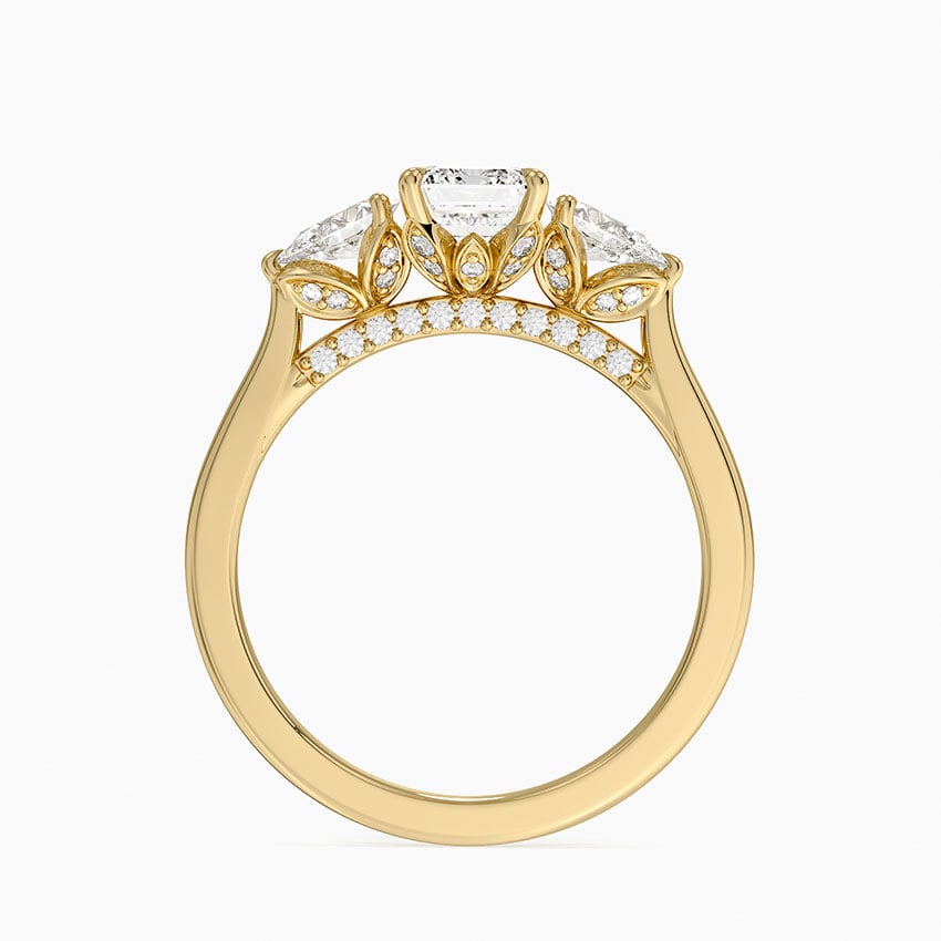 Petal Pear Three Stone Diamond Ring (1/2 ct. tw.) Yellow Gold 18k Emerald Engagement Ring