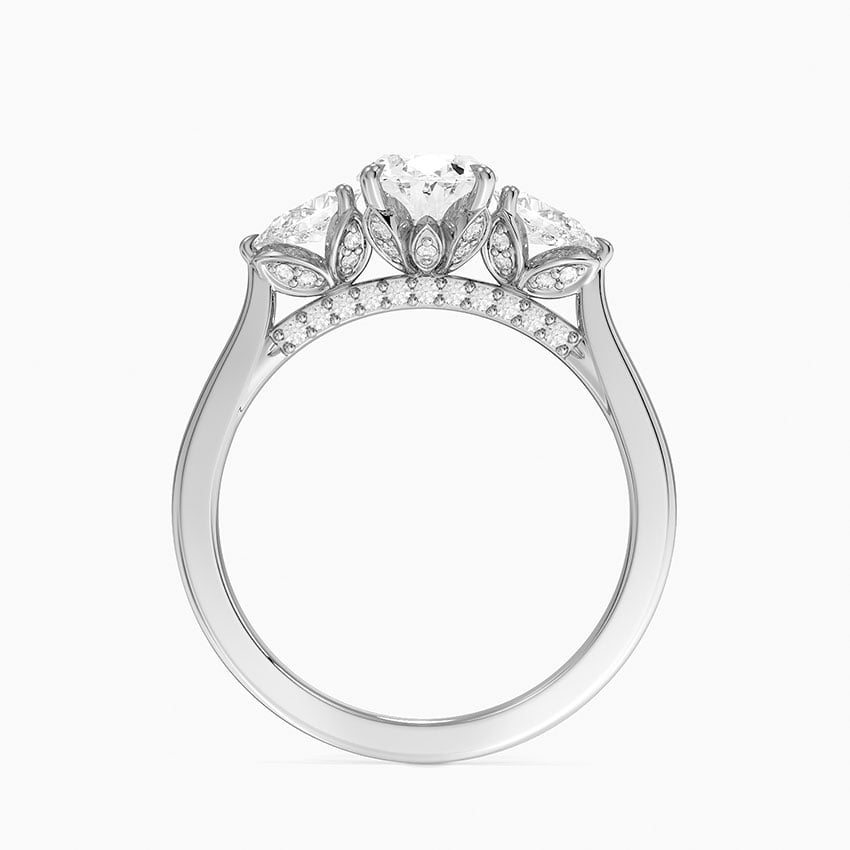 Petal Pear Three Stone Diamond Ring (1/2 ct. tw.) Platinum Oval Engagement Ring