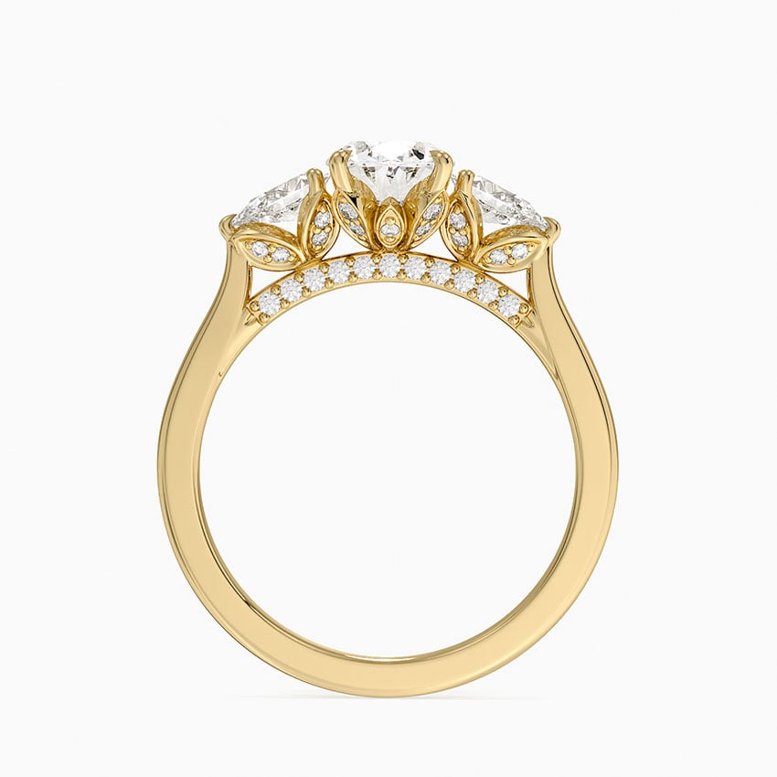 Petal Pear Three Stone Diamond Ring (1/2 ct. tw.) Yellow Gold 18k Oval Engagement Ring