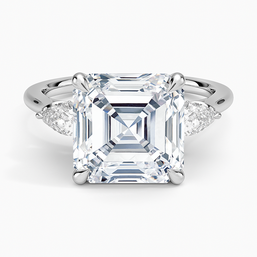 Petal Pear Three Stone Diamond Ring (1/2 ct. tw.) Platinum Asscher Engagement Ring