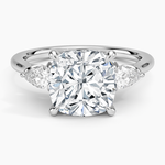 Petal Pear Three Stone Diamond Ring (1/2 ct. tw.) Platinum Cushion Engagement Ring