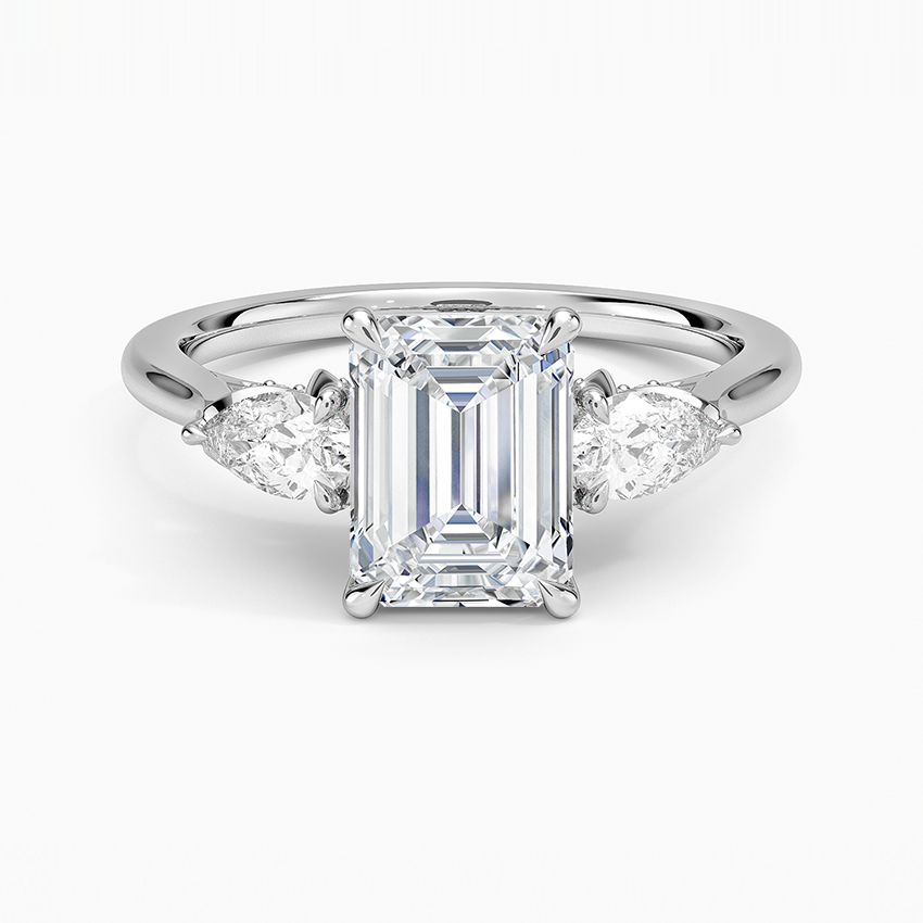 Petal Pear Three Stone Diamond Ring (1/2 ct. tw.) Platinum Emerald Engagement Ring