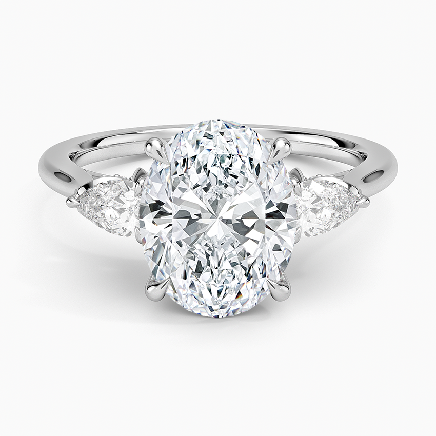 Petal Pear Three Stone Diamond Ring (1/2 ct. tw.) Platinum Oval Engagement Ring