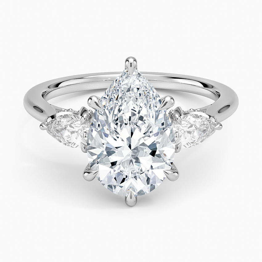 Petal Pear Three Stone Diamond Ring (1/2 ct. tw.) Platinum Pear Engagement Ring
