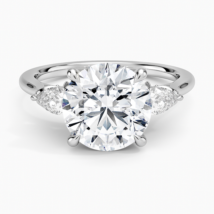 Petal Pear Three Stone Diamond Ring (1/2 ct. tw.) Platinum Round Engagement Ring