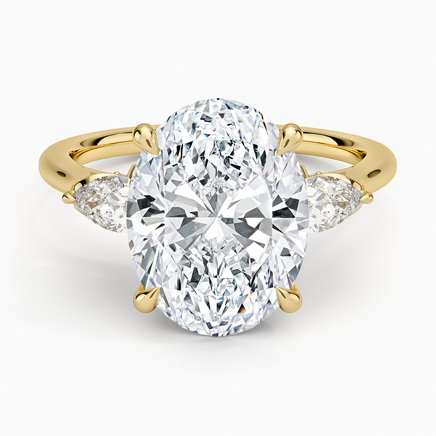 Petal Pear Three Stone Diamond Ring (1/2 ct. tw.) Yellow Gold 18k Oval Engagement Ring