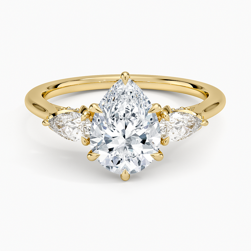 Petal Pear Three Stone Diamond Ring (1/2 ct. tw.) Yellow Gold 18k Pear Engagement Ring