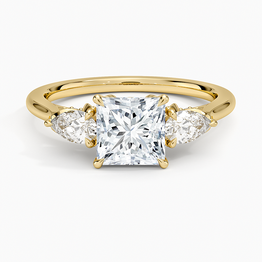 Petal Pear Three Stone Diamond Ring (1/2 ct. tw.) Yellow Gold 18k Princess Engagement Ring