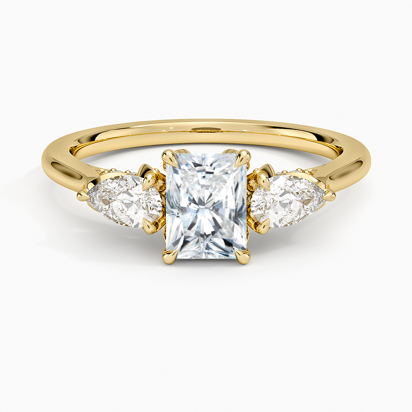 Petal Pear Three Stone Diamond Ring (1/2 ct. tw.) Yellow Gold 18k Radiant Engagement Ring