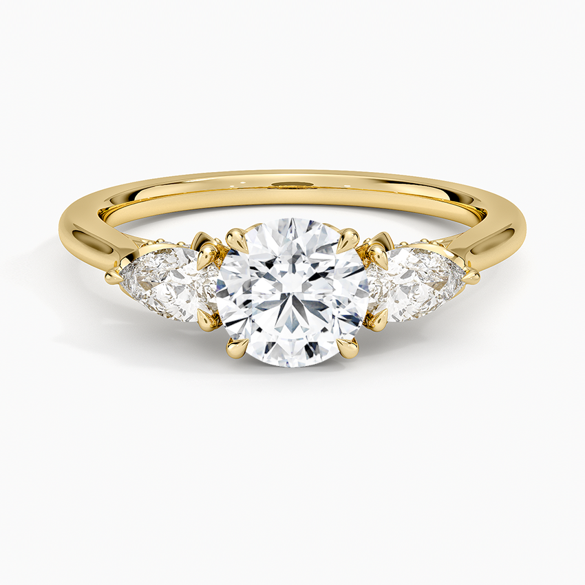 Petal Pear Three Stone Diamond Ring (1/2 ct. tw.) Yellow Gold 18k Round Engagement Ring