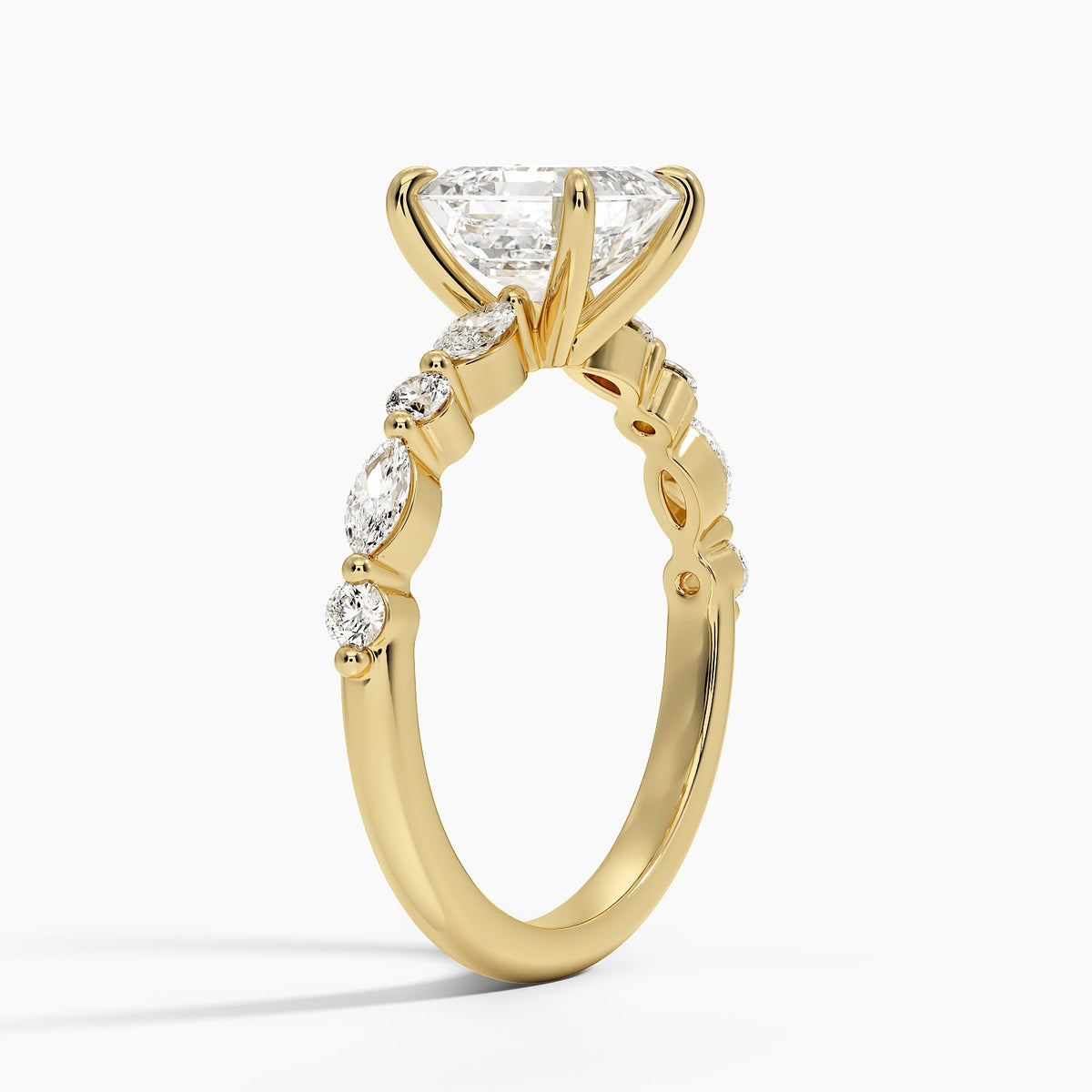 Versailles Half Coverage Diamond Ring (1/3 ct. tw.) Yellow Gold 18k Asscher Engagement Ring